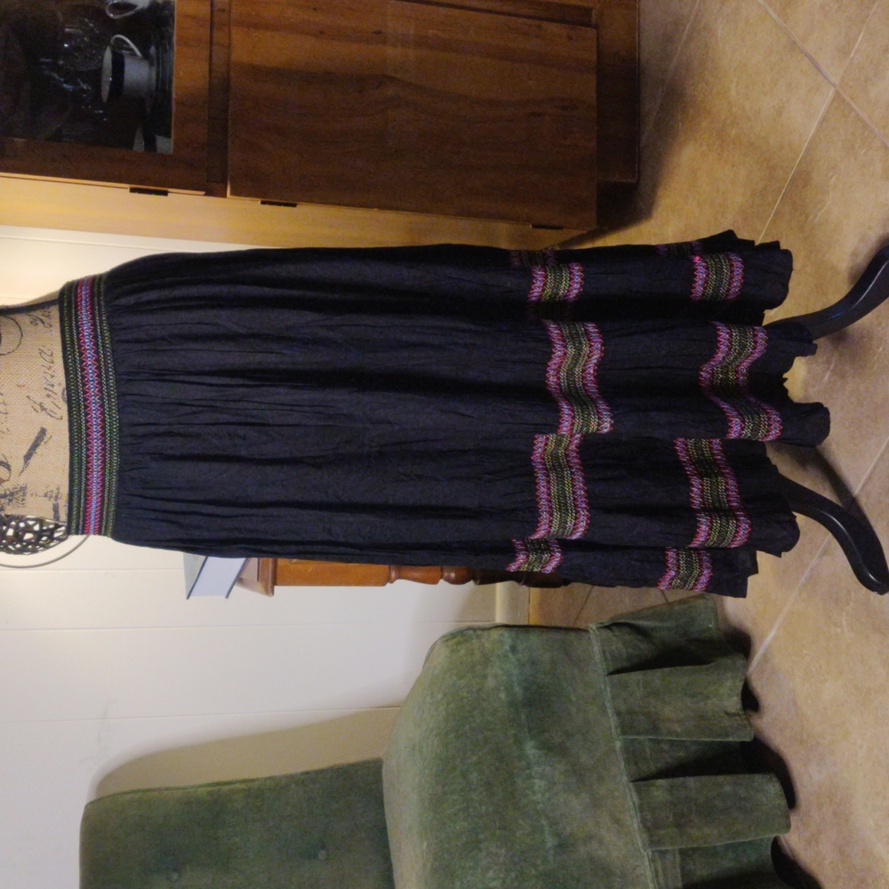 Linda Anderson black skirt with smocking
